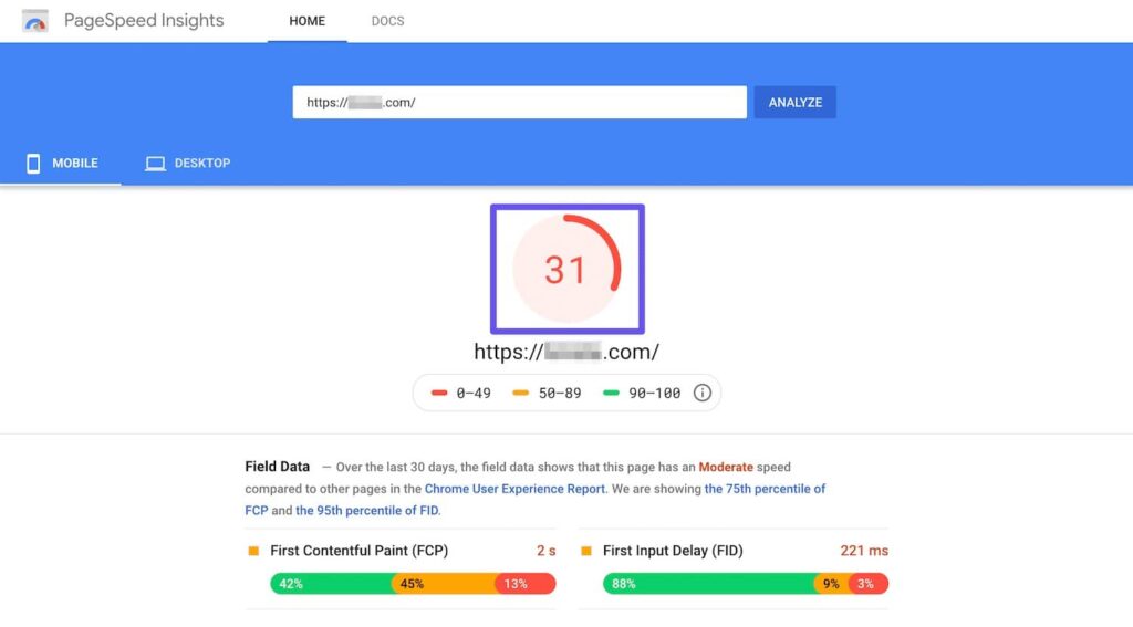 google-pagespeed-insights-score