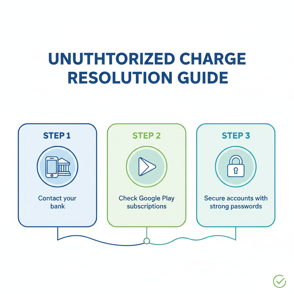 Close-up of a bank statement with 'Google WM Max LLC' highlighted under a magnifying glass, alongside a credit card and smartphone on a desk.